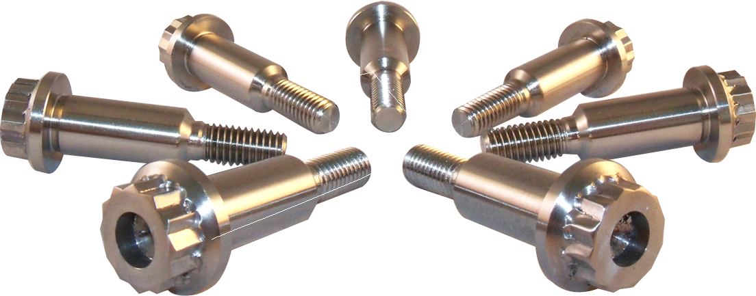 Group of six Inconel hex bolts